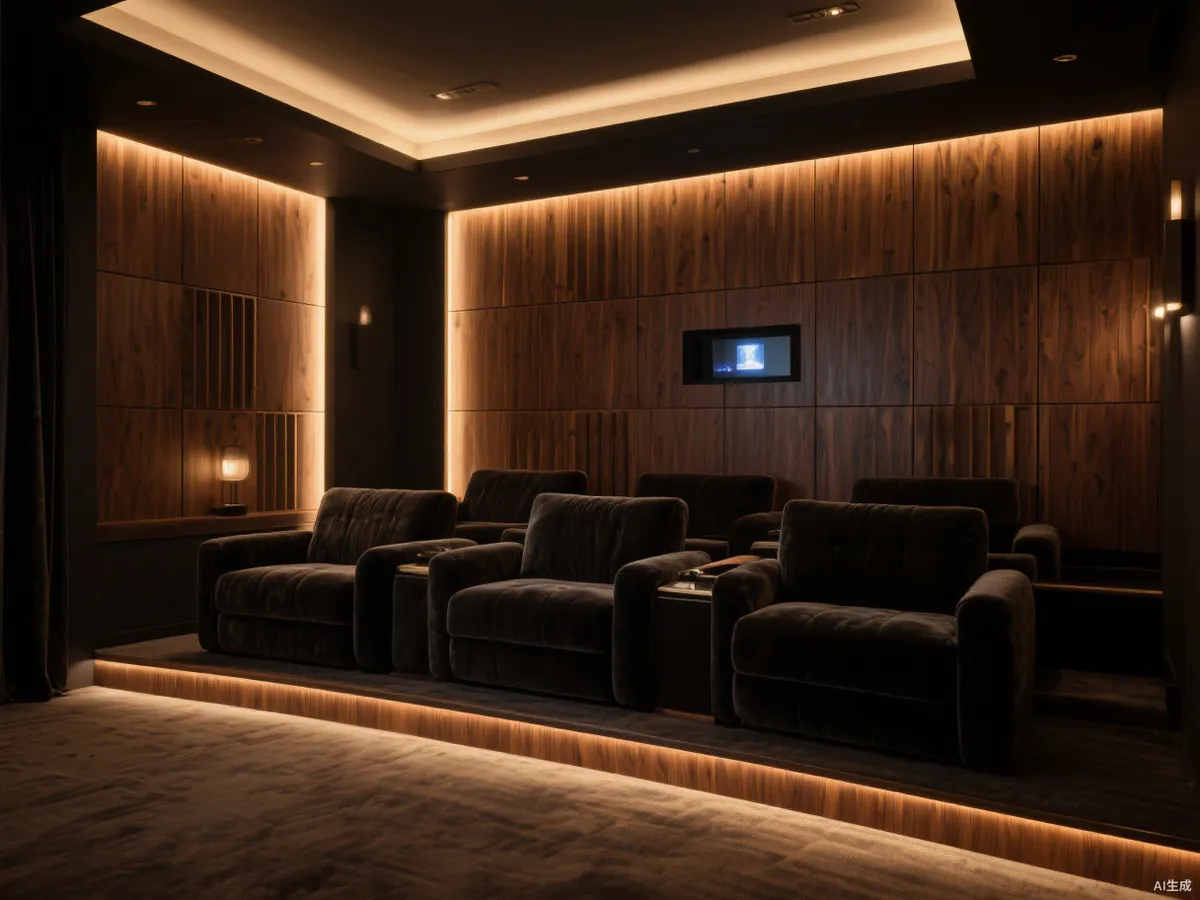 Private home cinema with velvet loungers