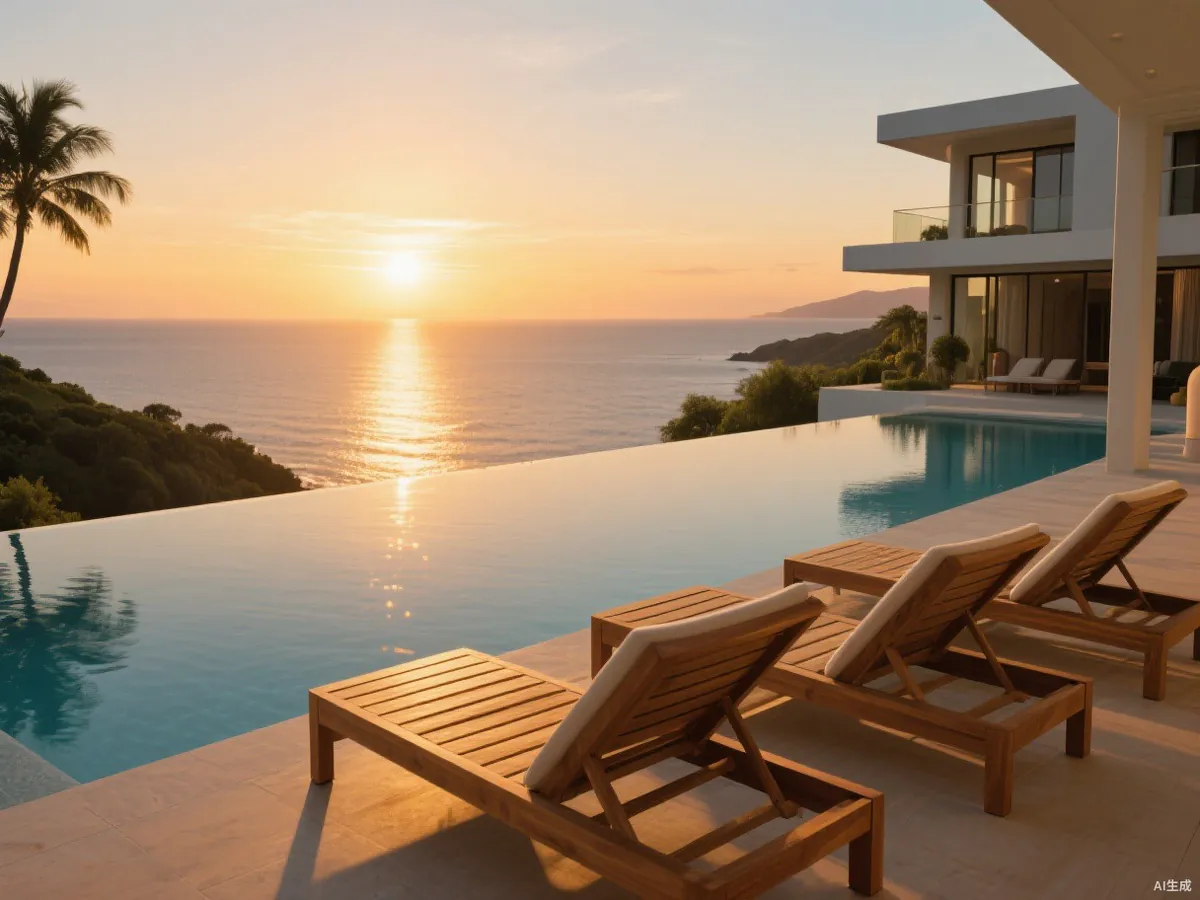 Beach club at golden hour