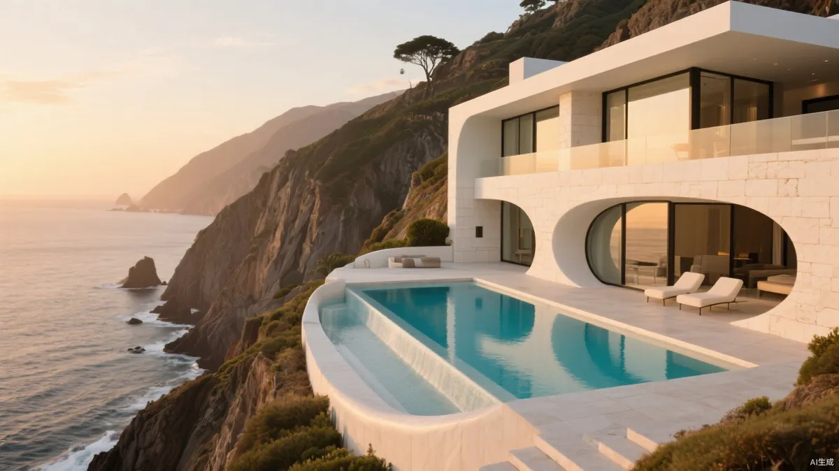 Cliffside villa at golden hour