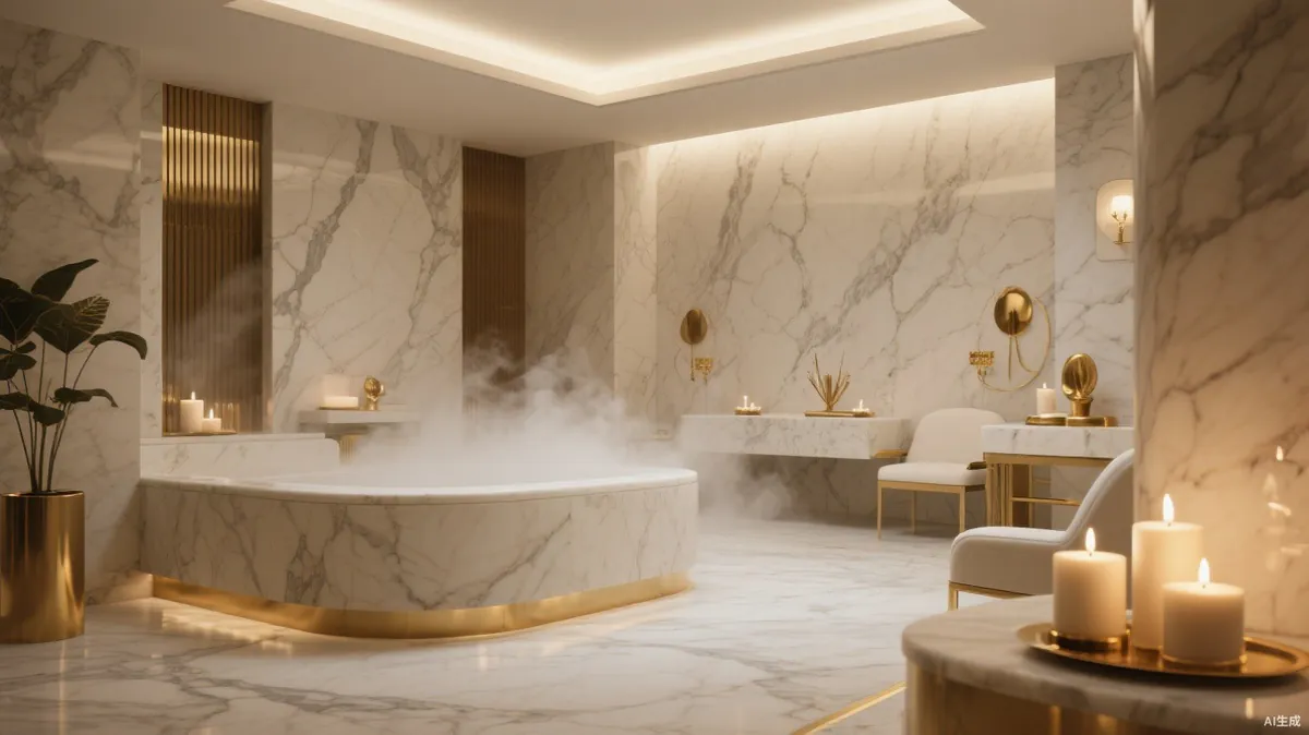 Private marble spa with candles